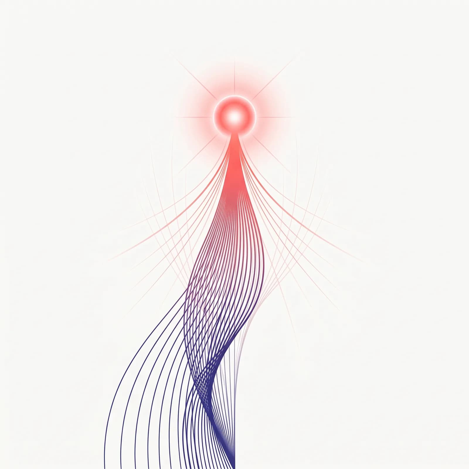 Abstract signal rising into a glowing node — getting found and recommended across search and AI